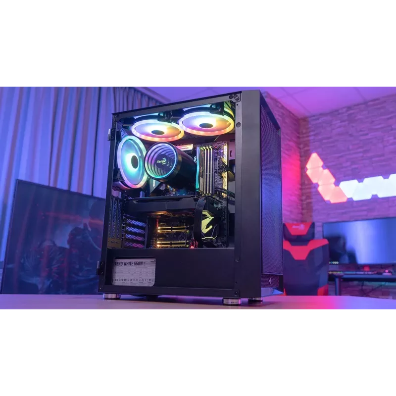 Aerocool PGS Graphite-G-BK-v2 FRGB Midi Tower korpusas kompiuteriui, ATX, juodas