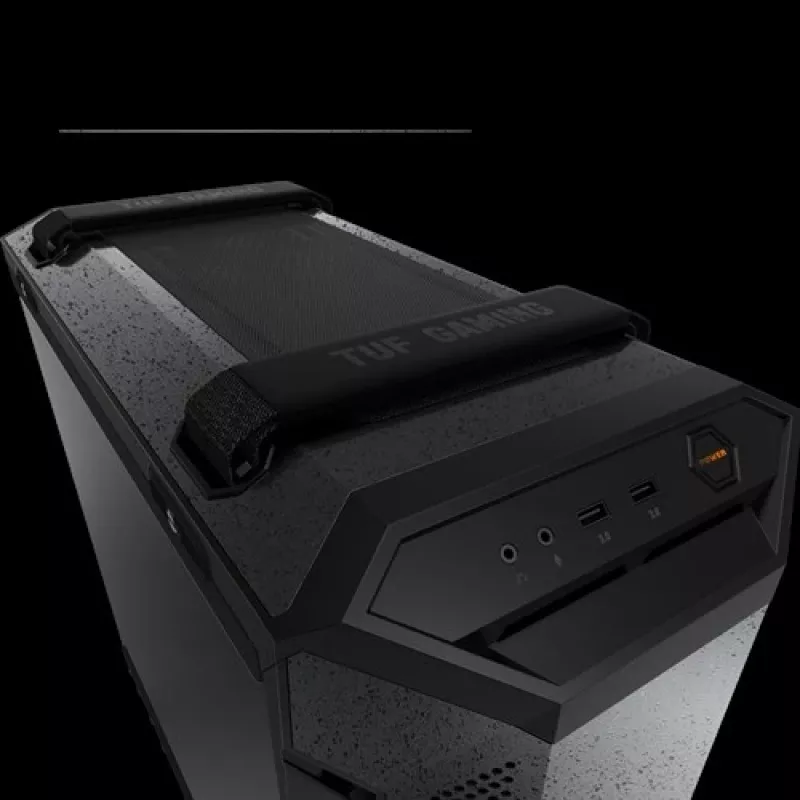 ASUS TUF Gaming GT501 Midi bokštas – juodas, ATX/Micro-ATX/Mini-ITX/E-ATX, 3×120 mm priekyje, 1×140 mm gale, 42 cm GPU, 18 cm aušintuvas