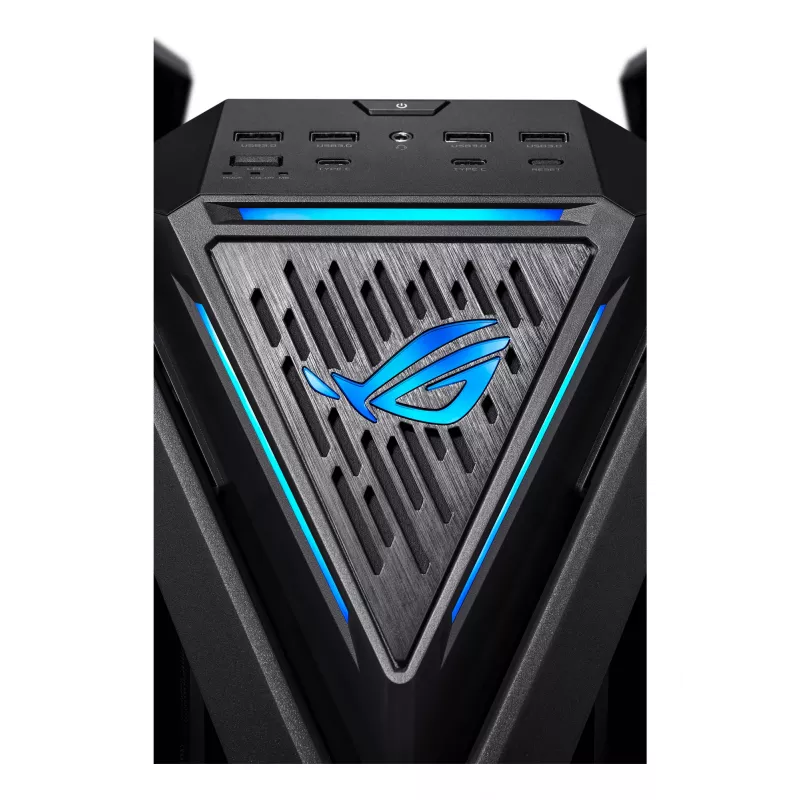 Korpusas ASUS ROG Hyperion GR701 BTF Edition bokštinis — juodas, grūdintas stiklas, E-ATX/ATX/microATX, 46 cm GPU, 420 mm radiatoriaus palaikymas