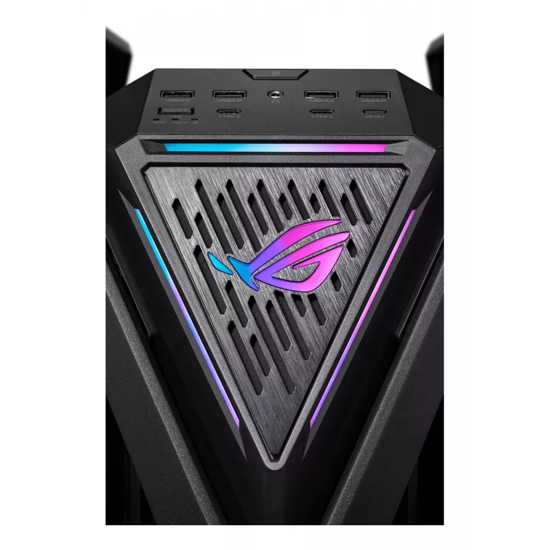 Korpusas ASUS ROG Hyperion GR701 BTF Edition bokštinis — juodas, grūdintas stiklas, E-ATX/ATX/microATX, 46 cm GPU, 420 mm radiatoriaus palaikymas