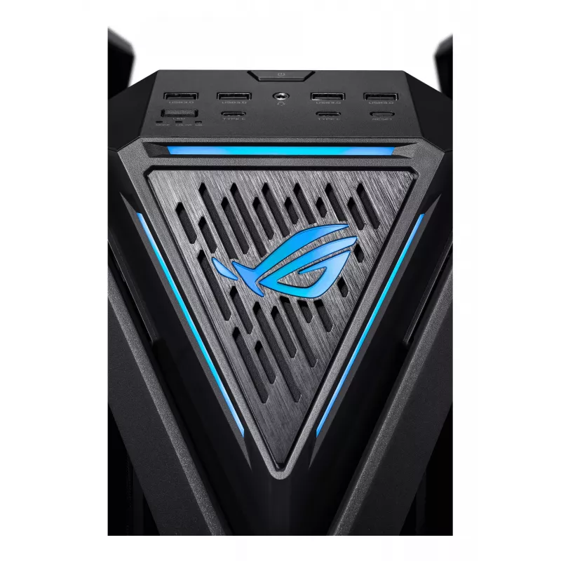 Korpusas ASUS ROG Hyperion GR701 BTF Edition bokštinis — juodas, grūdintas stiklas, E-ATX/ATX/microATX, 46 cm GPU, 420 mm radiatoriaus palaikymas