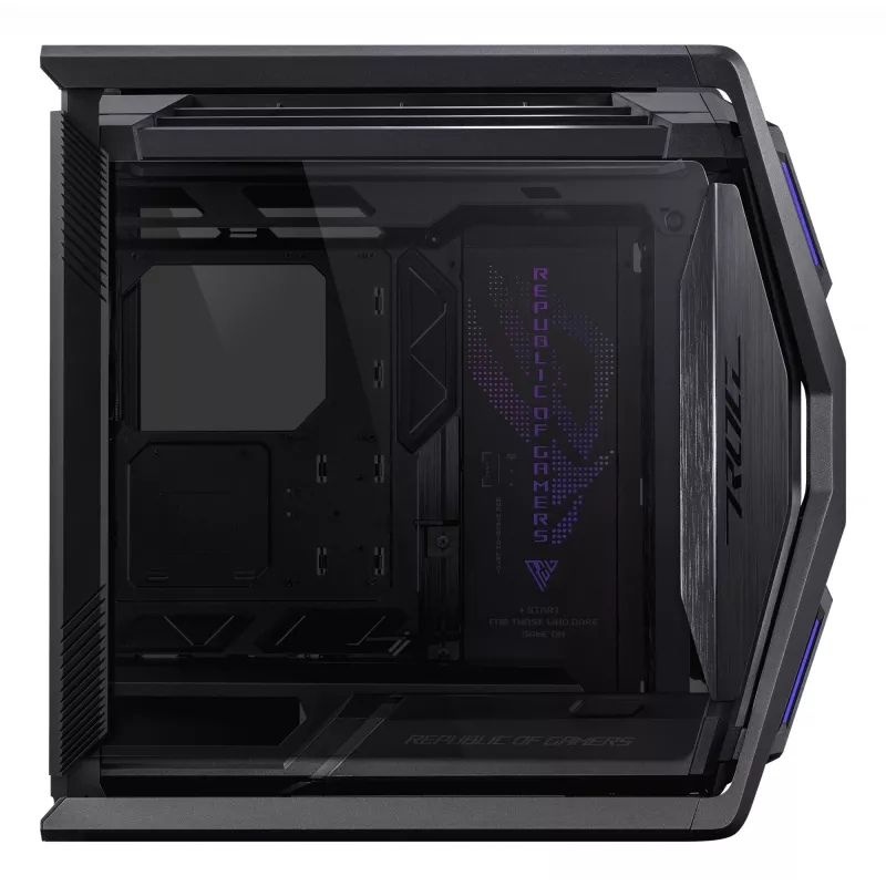 Korpusas ASUS ROG Hyperion GR701 BTF Edition bokštinis — juodas, grūdintas stiklas, E-ATX/ATX/microATX, 46 cm GPU, 420 mm radiatoriaus palaikymas