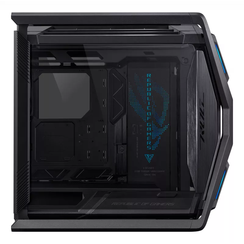 Korpusas ASUS ROG Hyperion GR701 BTF Edition bokštinis — juodas, grūdintas stiklas, E-ATX/ATX/microATX, 46 cm GPU, 420 mm radiatoriaus palaikymas