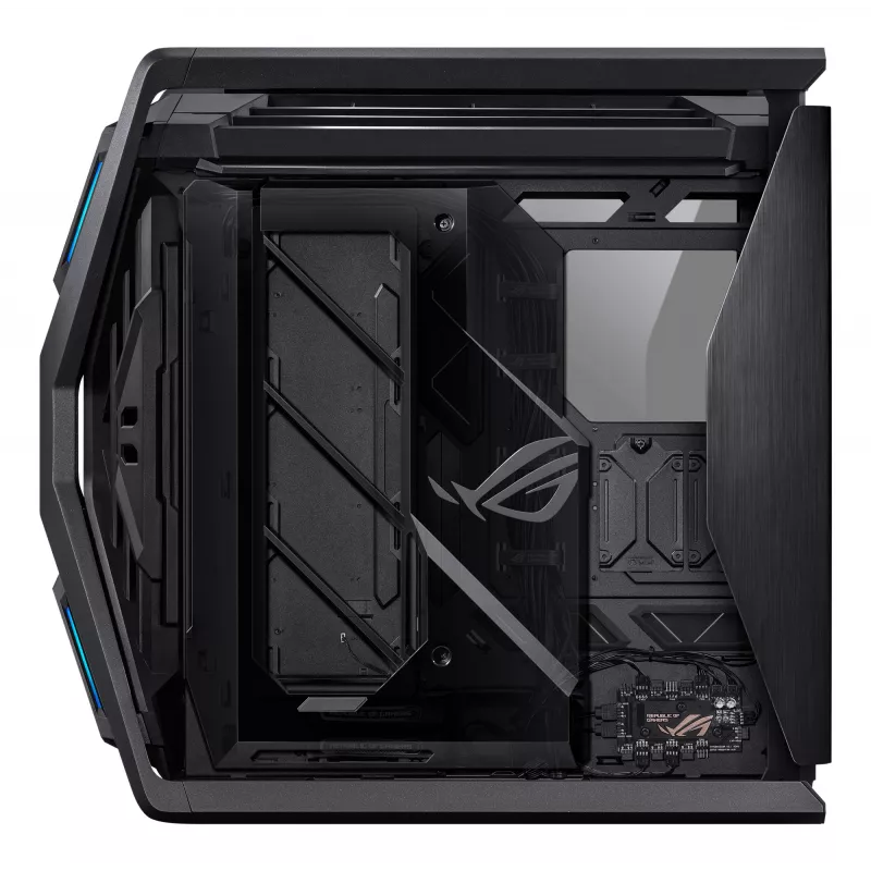 Korpusas ASUS ROG Hyperion GR701 BTF Edition bokštinis — juodas, grūdintas stiklas, E-ATX/ATX/microATX, 46 cm GPU, 420 mm radiatoriaus palaikymas