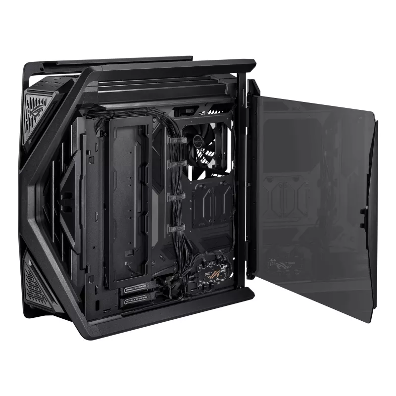 Korpusas ASUS ROG Hyperion GR701 BTF Edition bokštinis — juodas, grūdintas stiklas, E-ATX/ATX/microATX, 46 cm GPU, 420 mm radiatoriaus palaikymas
