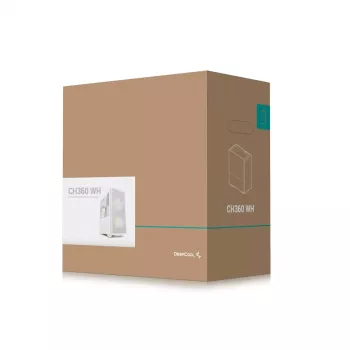 DeepCool CH360 Micro-ATX korpusas kompiuteriui, grūdintas stiklas, be maitinimo bloko, baltas