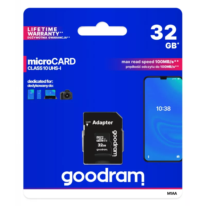 Goodram M1AA 32 GB MicroSDHC UHS-I Class 10 atminties kortelė