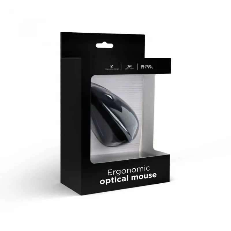 GEMBIRD MUS-ERGO-01 – ergonomiška optinė pelė su 6 mygtukais, USB, juoda
