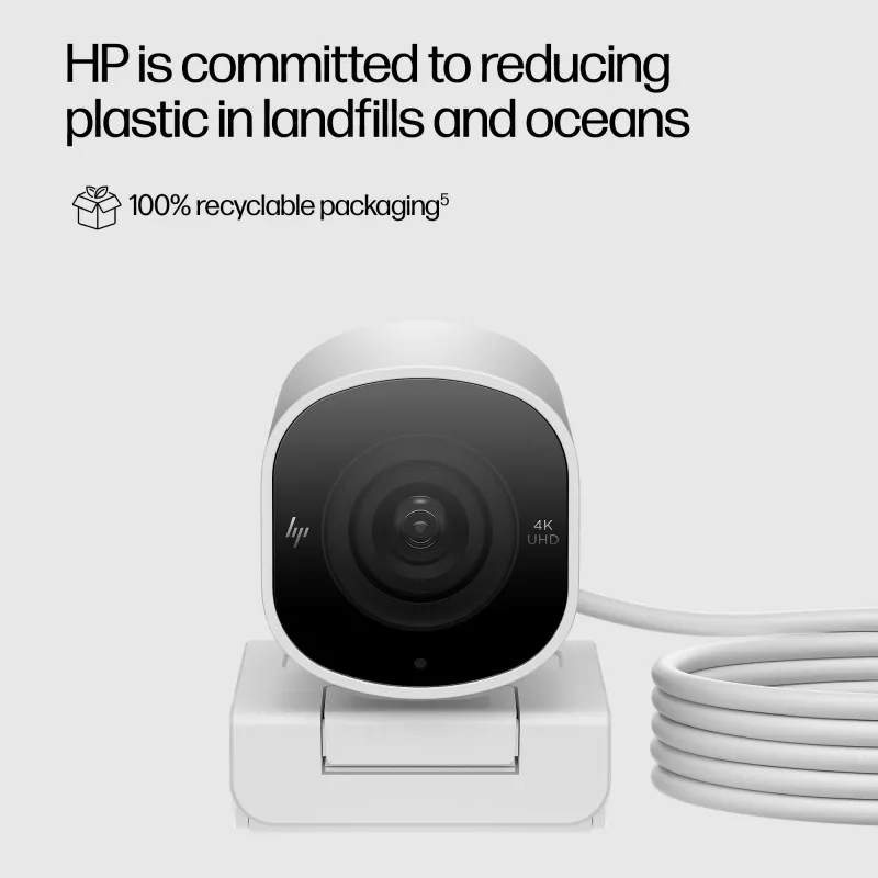 HP 960 4K srautinė internetinė kamera, 8 MP, 3840 x 2160 pikselių, 4K Ultra HD, 30 kadrų/s, 5x, skirta namams