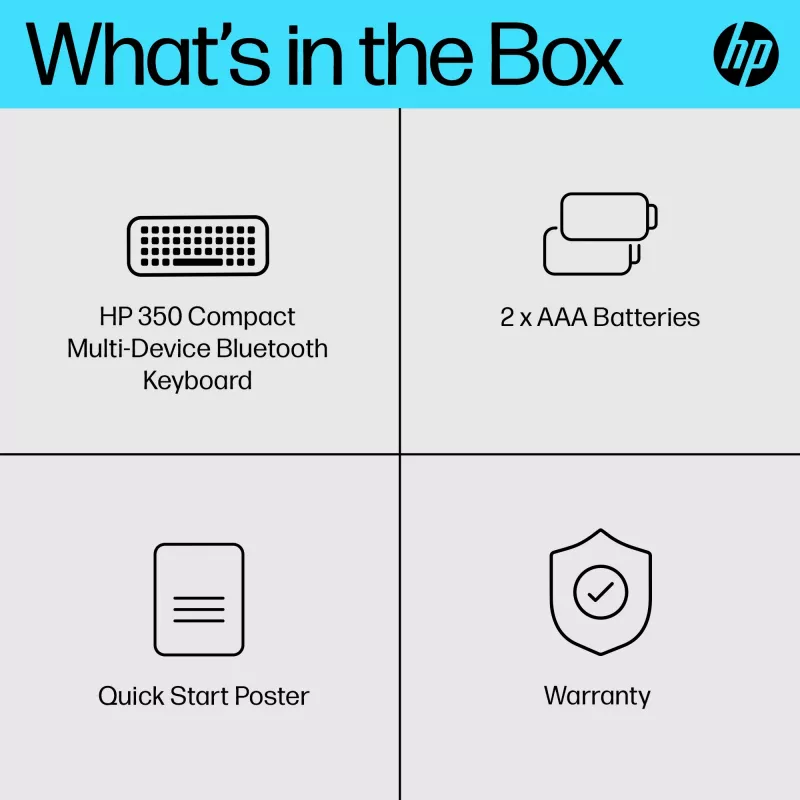 HP 350 kompaktiška belaidė Bluetooth klaviatūra keliems įrenginiams, QWERTY, juoda