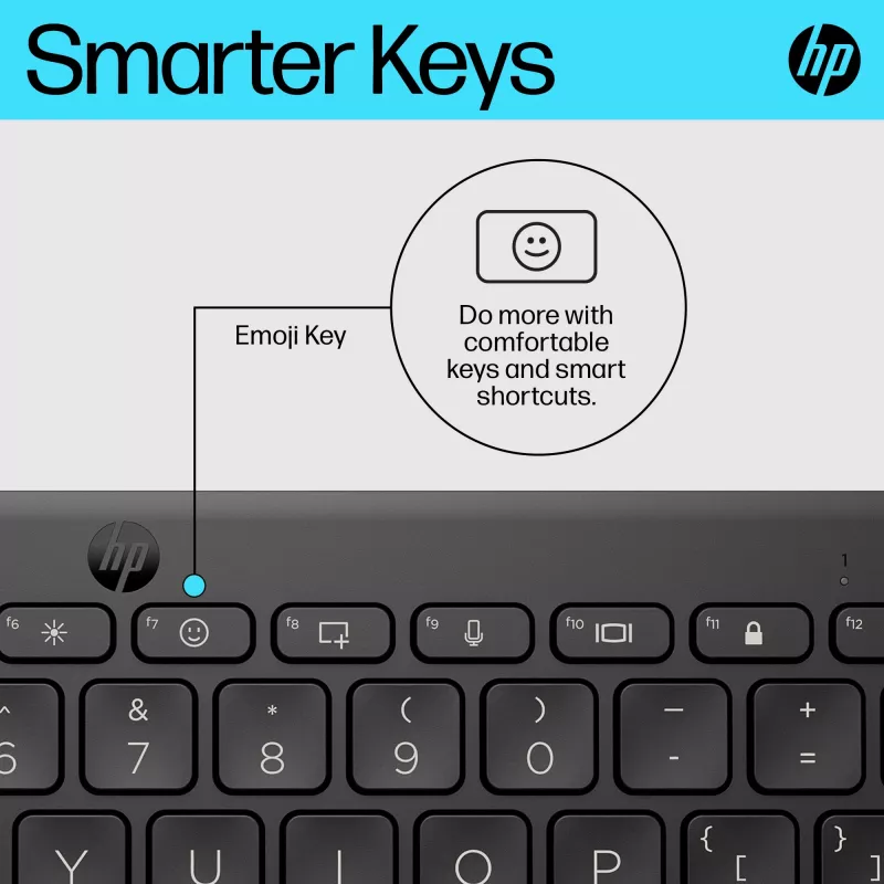 HP 350 kompaktiška belaidė Bluetooth klaviatūra keliems įrenginiams, QWERTY, juoda