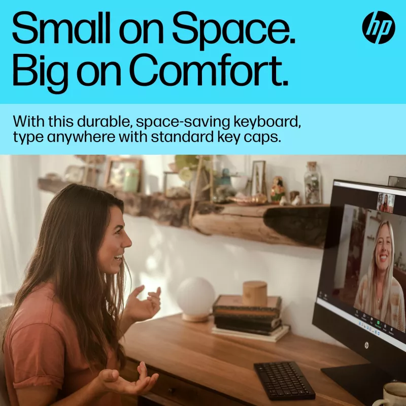 HP 350 kompaktiška belaidė Bluetooth klaviatūra keliems įrenginiams, QWERTY, juoda