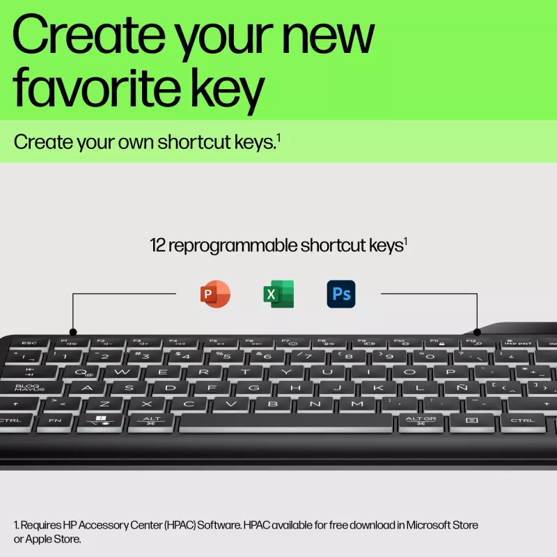 HP 400 apšviesta laidinė klaviatūra, pilno dydžio (100 %), laidinė, USB, membraninė, QWERTY, juoda