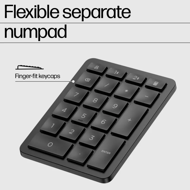 HP 960 ergonominė belaidė klaviatūra, pilno dydžio (100 %), belaidė, RF belaidė + Bluetooth, membraninė, QWERTY, juoda