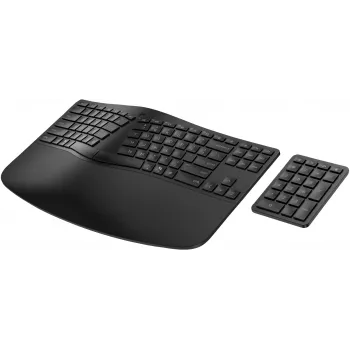 HP 965 ergonominė belaidė klaviatūra, pilno dydžio (100 %), belaidė, RF belaidė + Bluetooth, membraninė, QWERTY, juoda