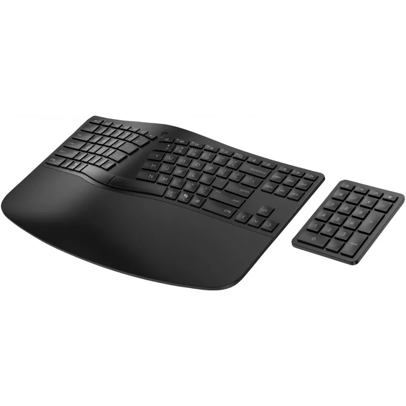 HP 965 ergonominė belaidė klaviatūra, pilno dydžio (100 %), belaidė, RF belaidė + Bluetooth, membraninė, QWERTY, juoda