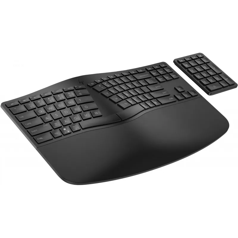 HP 965 ergonominė belaidė klaviatūra, pilno dydžio (100 %), belaidė, RF belaidė + Bluetooth, membraninė, QWERTY, juoda