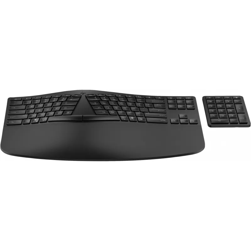 HP 965 ergonominė belaidė klaviatūra, pilno dydžio (100 %), belaidė, RF belaidė + Bluetooth, membraninė, QWERTY, juoda