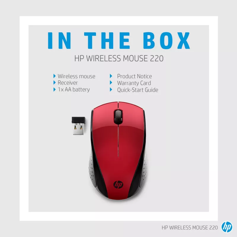 HP Wireless Mouse 220 (Saulėlydžio raudona)