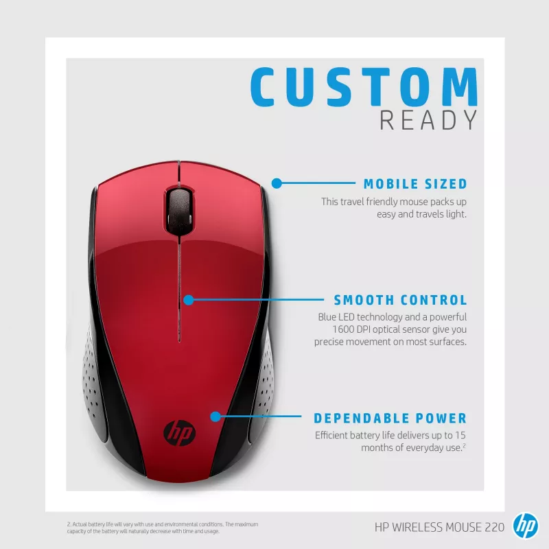 HP Wireless Mouse 220 (Saulėlydžio raudona)