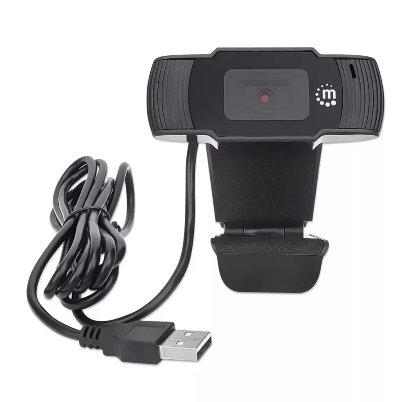 Manhattan USB internetinė kamera, 2 MP, 1080p Full HD, USB-A, įmontuotas mikrofonas, reguliuojamas laikiklis, 30 kadrų per sekundę, juoda, trejų metų garantija