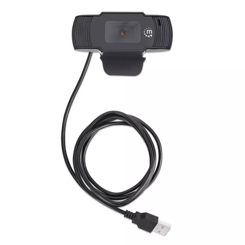Manhattan USB internetinė kamera, 2 MP, 1080p Full HD, USB-A, įmontuotas mikrofonas, reguliuojamas laikiklis, 30 kadrų per sekundę, juoda, trejų metų garantija