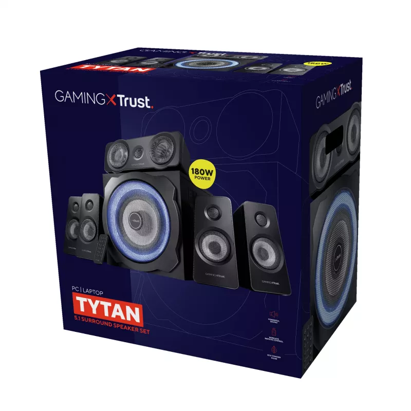 Trust GXT 658 Tytan 5.1 garsiakalbių sistema 90 W Universal Juoda