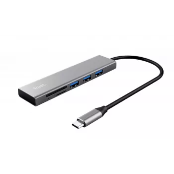 Trust Halyx USB 3.2 Gen 1 (3.1 Gen 1) Type-C 104 Mbit/s aliuminio USB stotelė su kortelių skaitytuvu
