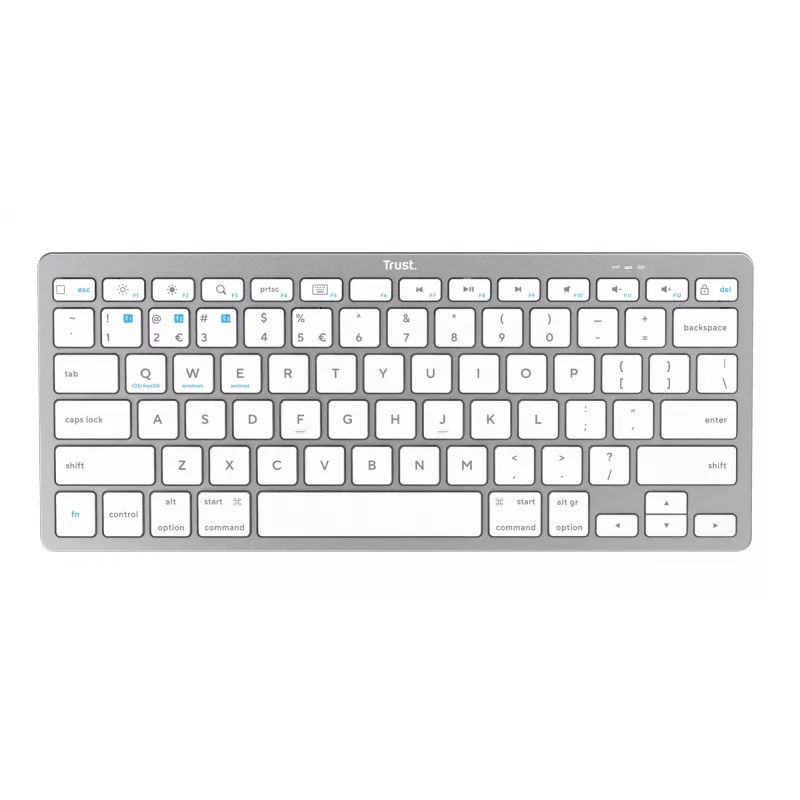 Trust 24651 belaidė Bluetooth klaviatūra, QWERTY, sidabrinė