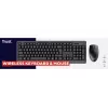 Belaidis klaviatūros ir pelės rinkinys TRUST Primo – Pilno dydžio QWERTY US anglų klaviatūra, RF USB-A imtuvas, 1200 DPI optinė pelė, juoda