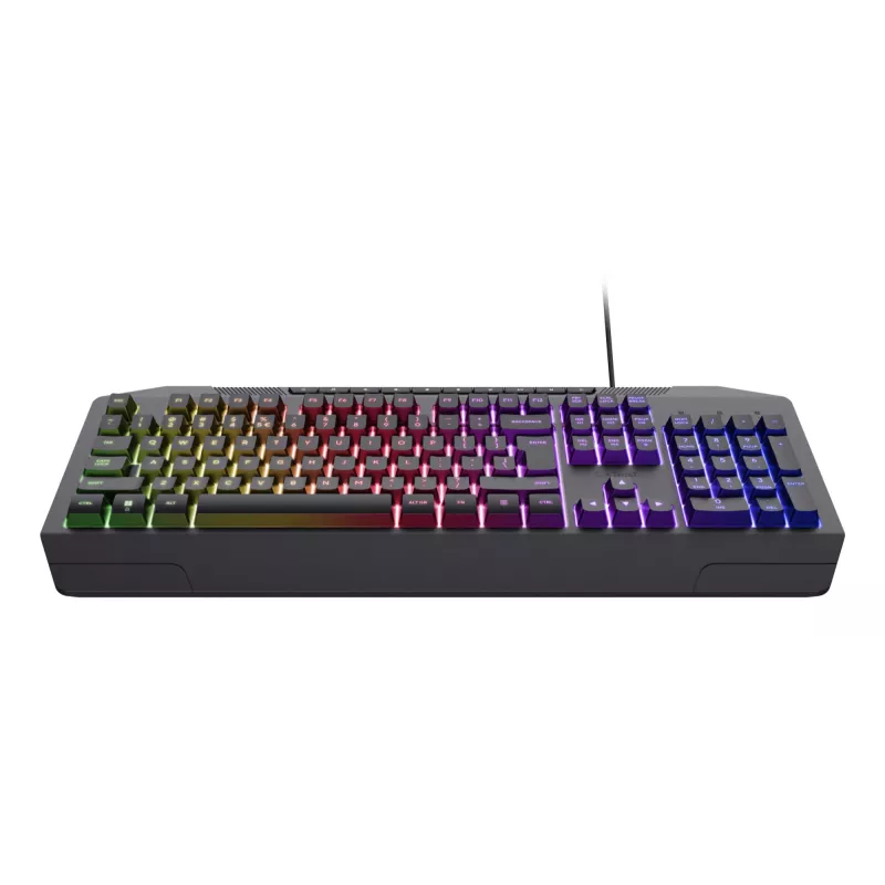 Žaidimų klaviatūra TRUST GXT 836 Evocx USB QWERTY JAV anglų, RGB foninis apšvietimas, riešo atrama, 114 klavišų, 110% išdėstymas
