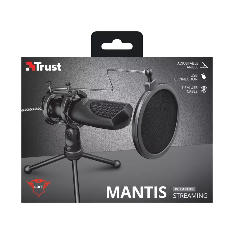 Stalinis mikrofonas Trust GXT 232 Mantis Black su trikoju
