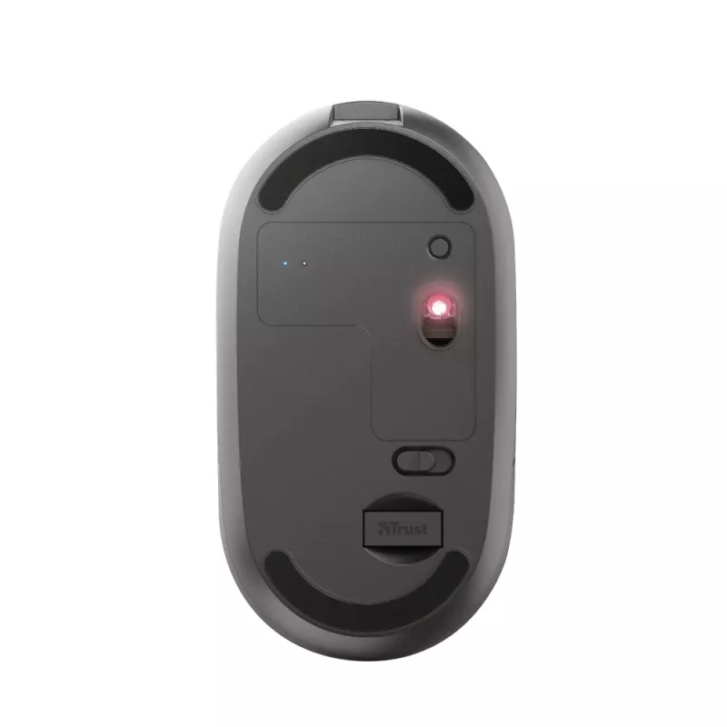 Trust Puck belaidė įkraunama itin plona pelė, ambidekstrinė, optinė, RF belaidis + Bluetooth, 1600 DPI, juoda