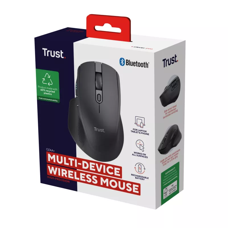 Trust Ozaa+ pelė Office dešinei rankai RF belaidė + Bluetooth optinė 3200 DPI