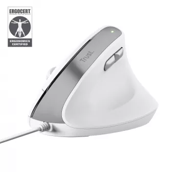 Trust Bayo II vertikali pelė, dešinei rankai, USB-A, optinė, 2400 DPI, balta
