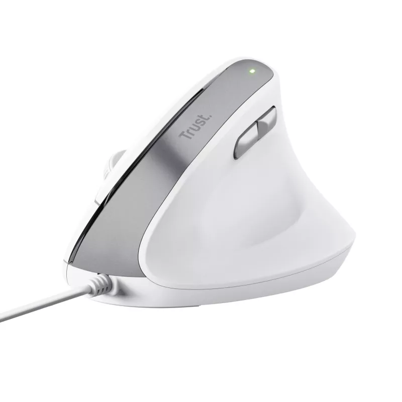 Trust Bayo II vertikali pelė, dešinei rankai, USB-A, optinė, 2400 DPI, balta