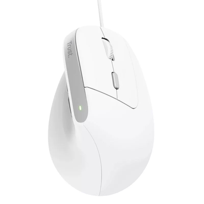 Trust Bayo II vertikali pelė, dešinei rankai, USB-A, optinė, 2400 DPI, balta