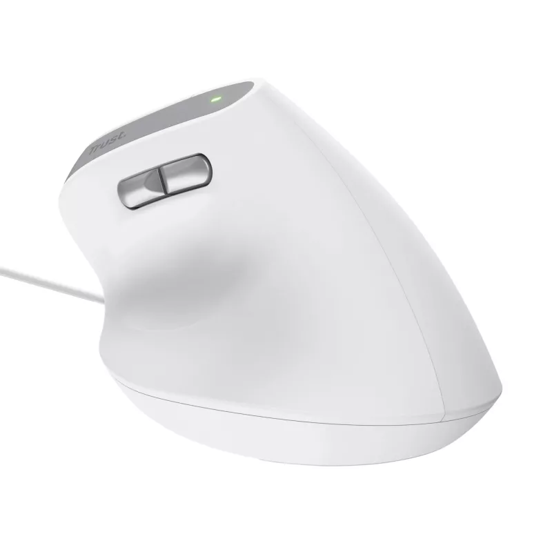 Trust Bayo II vertikali pelė, dešinei rankai, USB-A, optinė, 2400 DPI, balta
