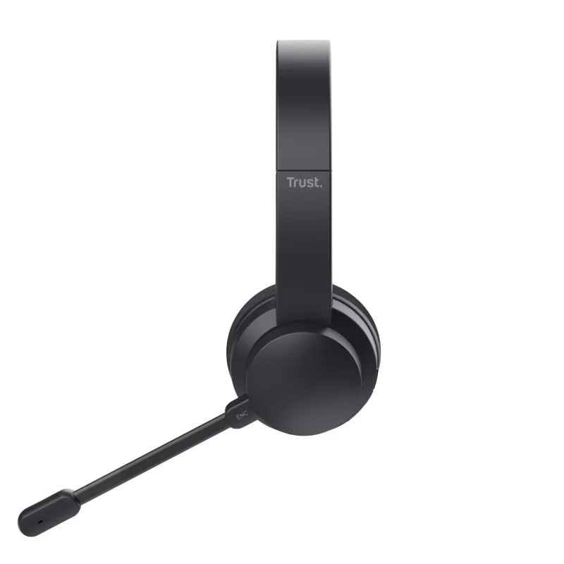 Trust Ayda ausinės – laidinės ir belaidės, ant ausų, USB-C / Bluetooth, juodos