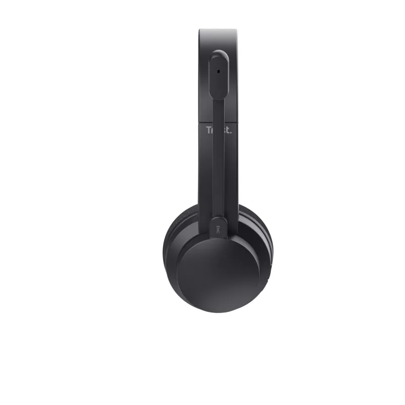 Trust Ayda ausinės – laidinės ir belaidės, ant ausų, USB-C / Bluetooth, juodos
