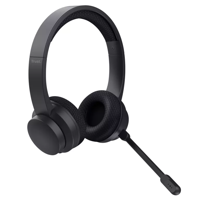 Trust Ayda ausinės – laidinės ir belaidės, ant ausų, USB-C / Bluetooth, juodos