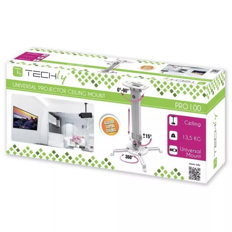 Techly lubinis projektoriaus laikiklis su prailginimu 380-580 mm sidabrinis ICA-PM 18S