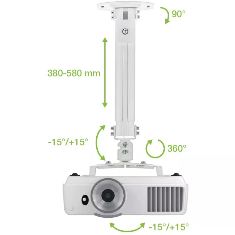 Techly lubinis projektoriaus laikiklis su prailginimu 380-580 mm sidabrinis ICA-PM 18S