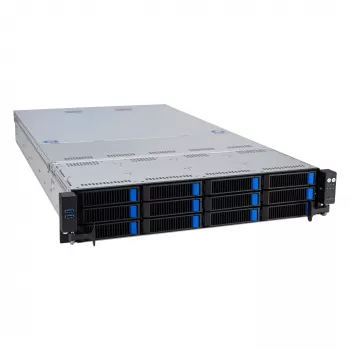 ASUS RS521A-E12-RS12U Socket SP5 stelažinis (2U) serveris juodas, sidabrinis