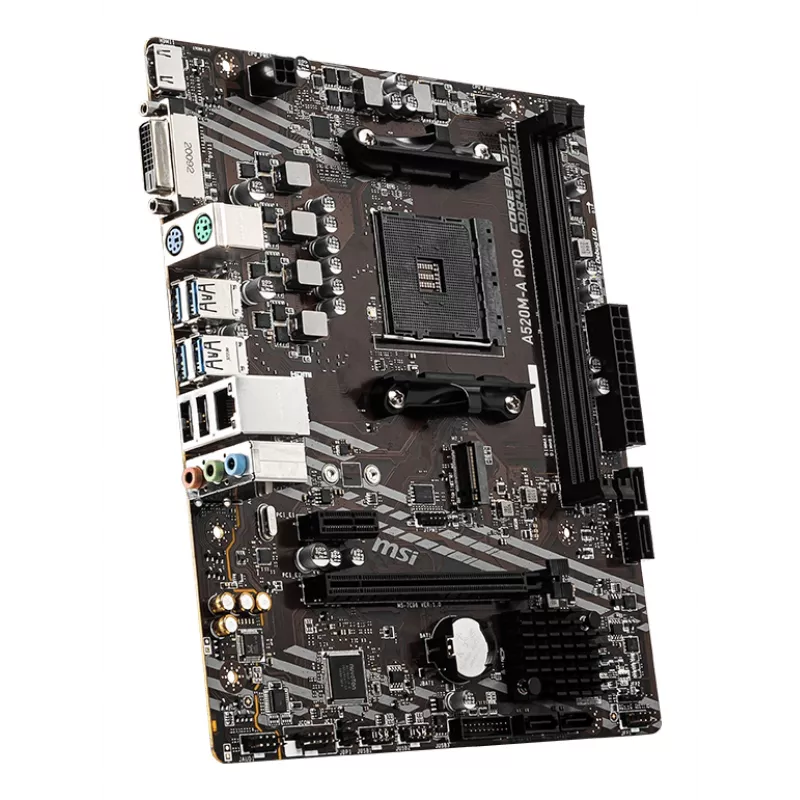 Pagrindinė plokštė MSI A520M-A PRO, AMD A520, Socket AM4, micro ATX