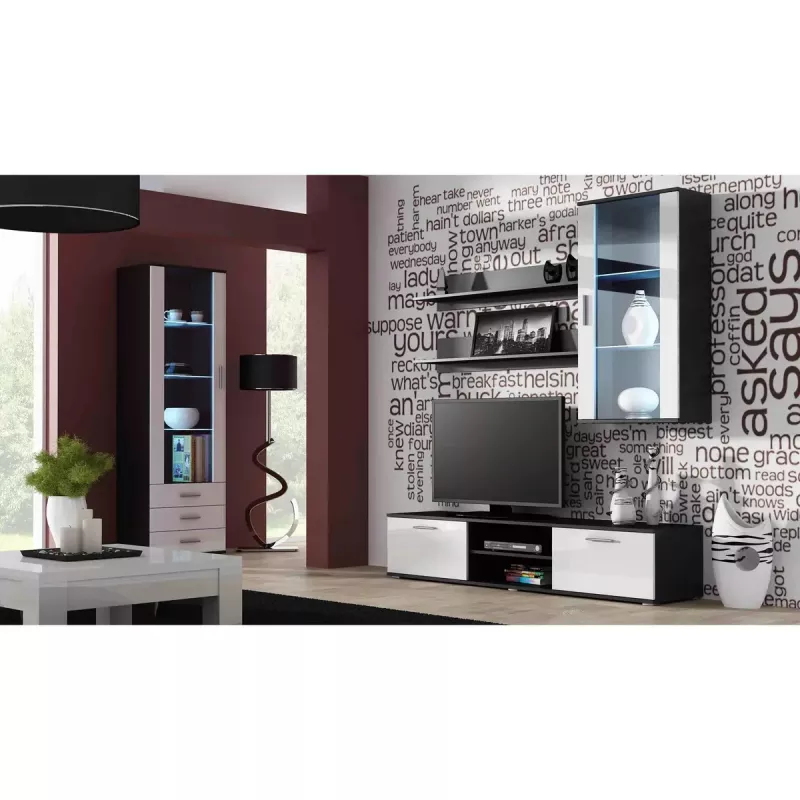 Plaukiojančių lentynų rinkinys Cama Meble SOHO 1250×200×200 mm, medžio drožlių plokštė, juoda matinė (dvi lentynos)