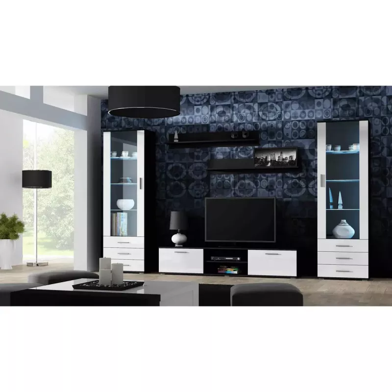 Plaukiojančių lentynų rinkinys Cama Meble SOHO 1250×200×200 mm, medžio drožlių plokštė, juoda matinė (dvi lentynos)