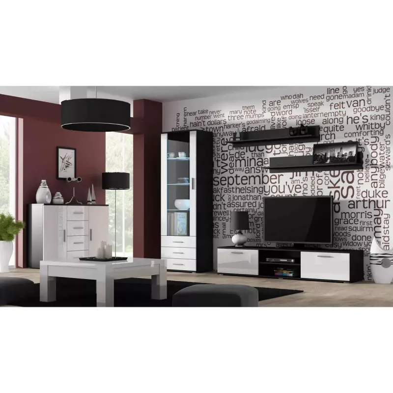 Plaukiojančių lentynų rinkinys Cama Meble SOHO 1250×200×200 mm, medžio drožlių plokštė, juoda matinė (dvi lentynos)