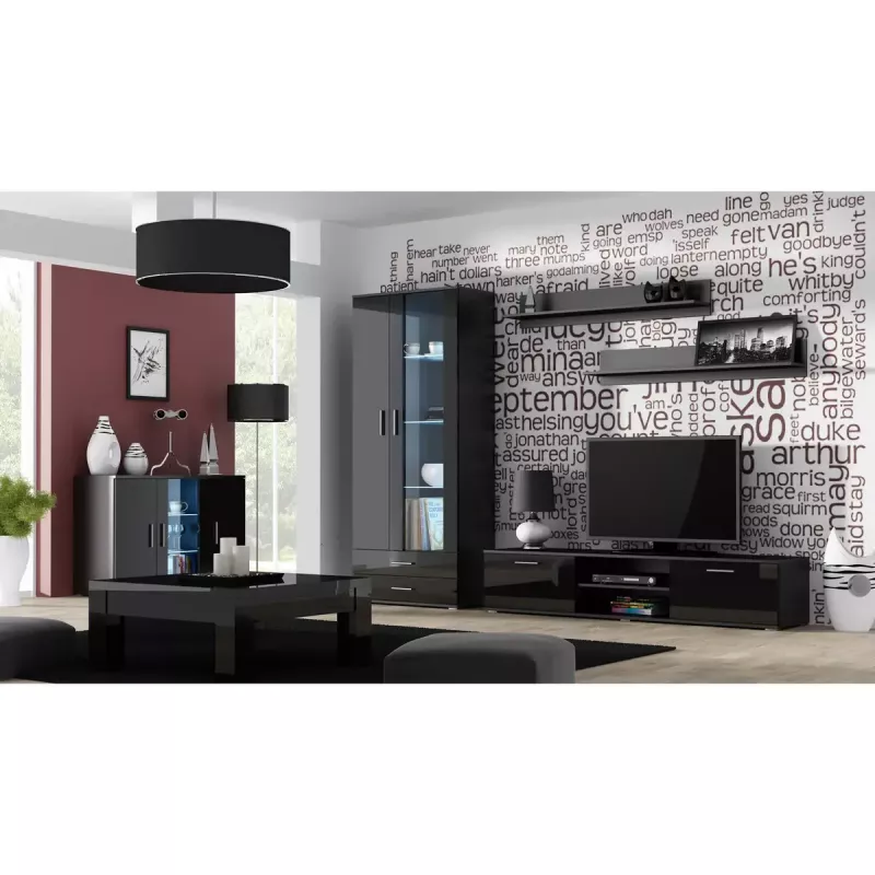 Plaukiojančių lentynų rinkinys Cama Meble SOHO 1250×200×200 mm, medžio drožlių plokštė, juoda matinė (dvi lentynos)