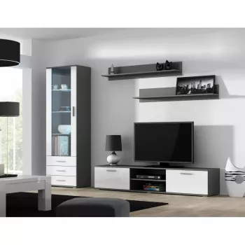Plaukiojančių lentynų komplektas Cama Meble SOHO, 2 lentynos, 1250×200×200 mm, medžio drožlių plokštė, pilka matinė